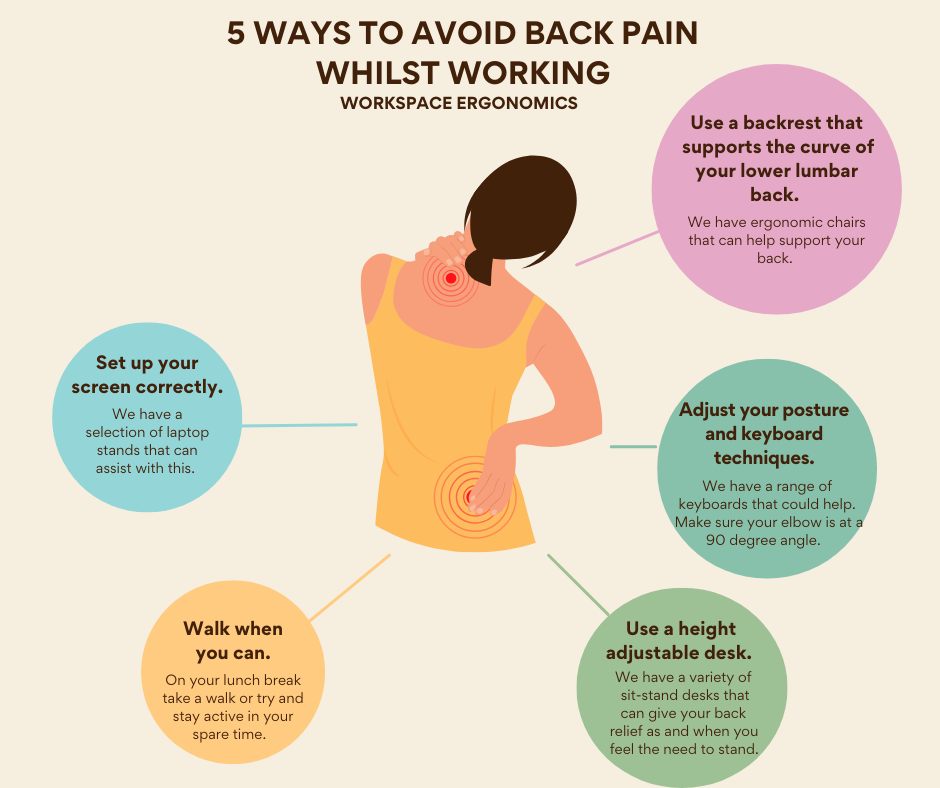 5 Ways to avoid back pain whilst working