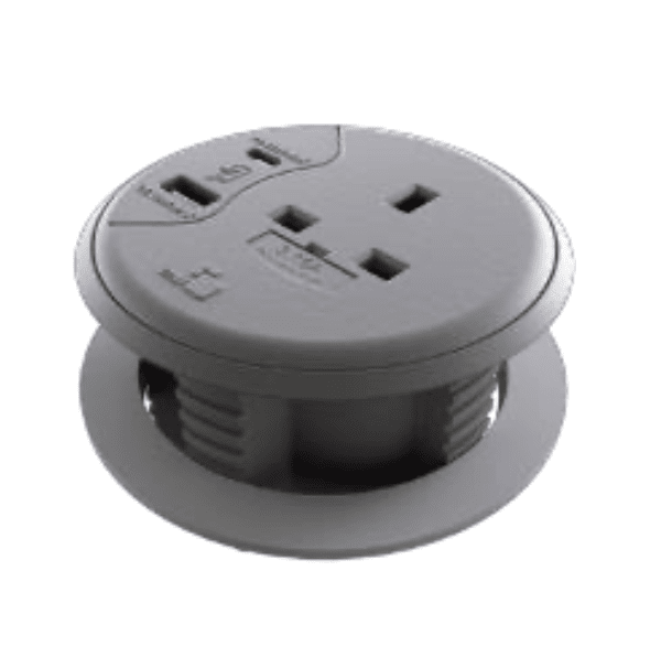 Porthole 65 In-Desk Power Modules Accessories CMD Grey 3.15A 