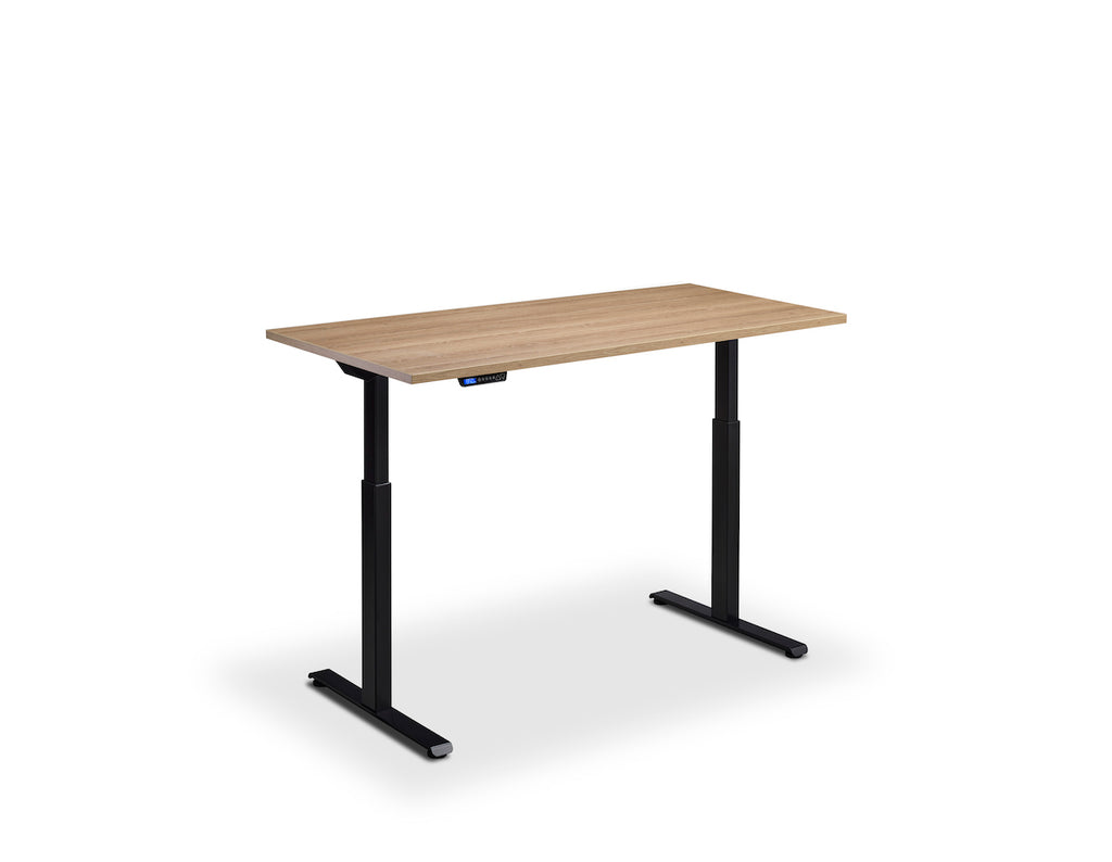 Lavoro Rusa Dual Motor Sit-Stand Desk - 600mm Deep Desktops - Black Frame Accessories Lavoro Brown Oak 1200x600 Black