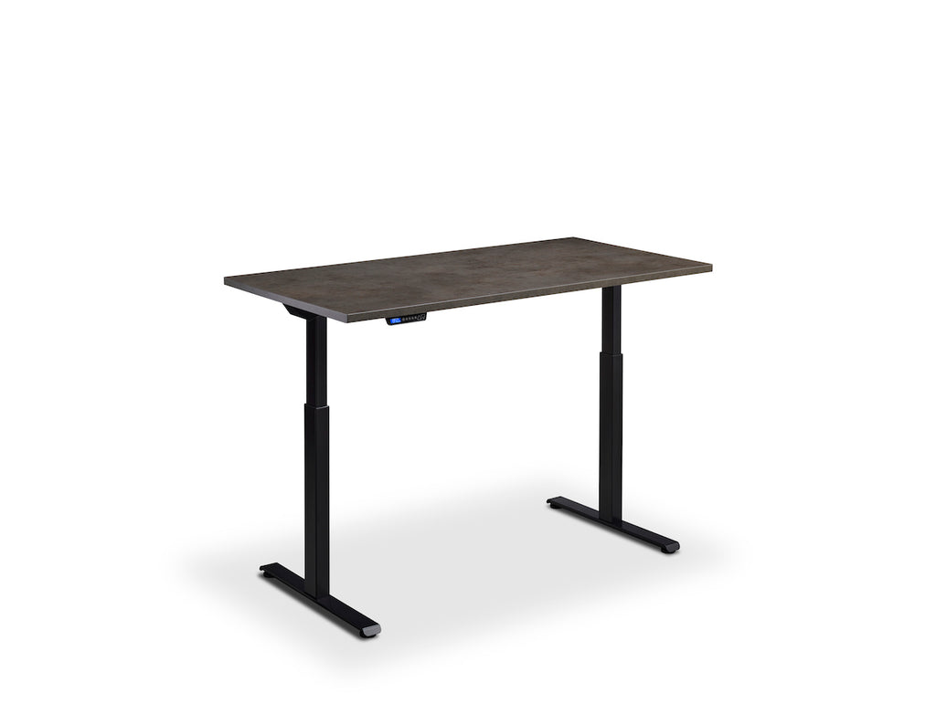 Lavoro Rusa Dual Motor Sit-Stand Desk - 600mm Deep Desktops - Black Frame Accessories Lavoro Dark Concrete 1200x600 Black