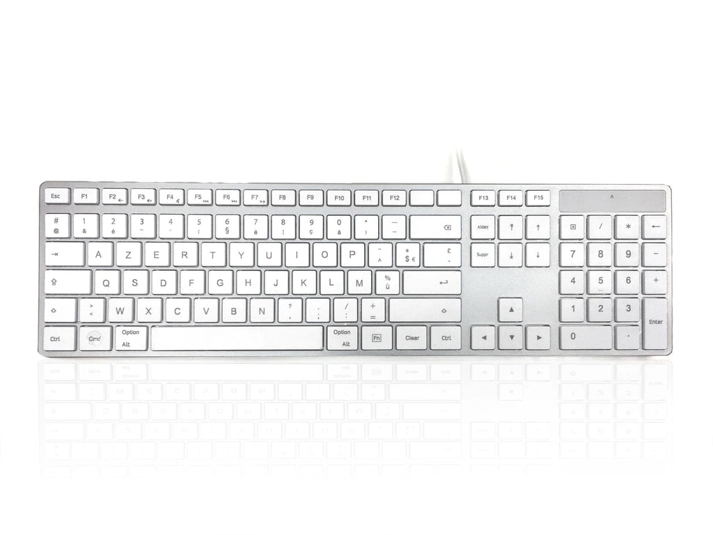 Accuratus 301 MAC USB Type C - USB Type C Wired Full Size Apple Mac Multimedia Keyboard with White Square Tactile Keys and Silver Case Accessories Accuratus   