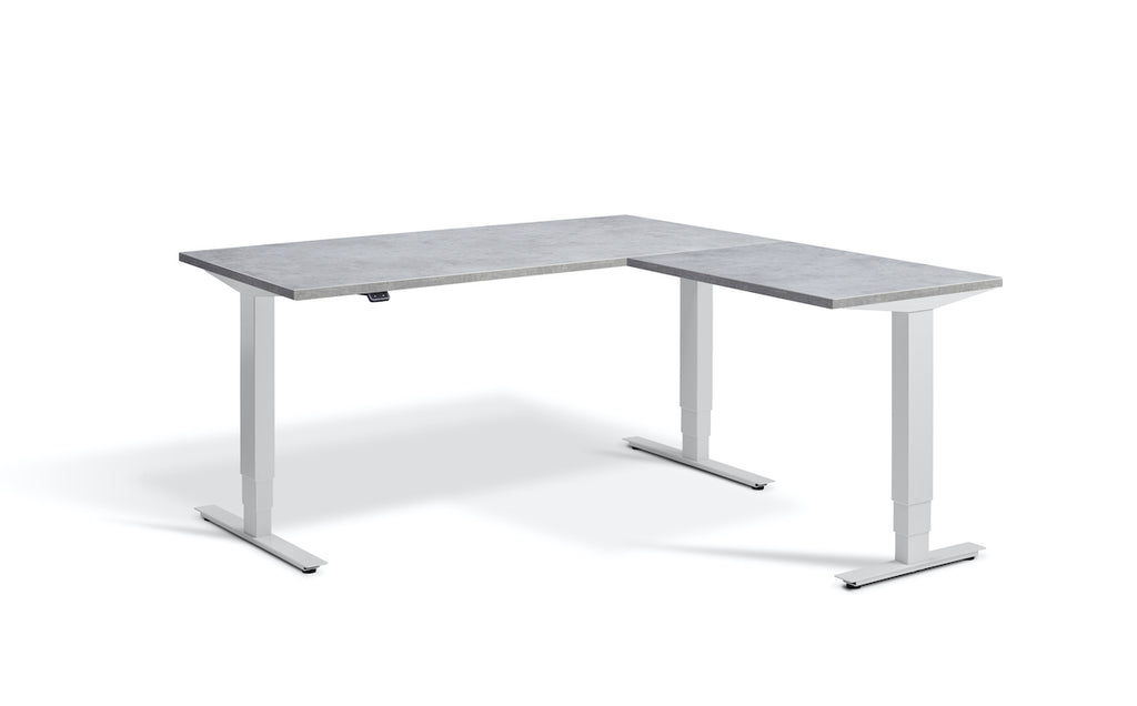 Lavoro Advance Corner Triple Motor Sit-Stand Desk - Light Grey Frame Accessories Lavoro Light Concrete 1600x1600 Light Grey