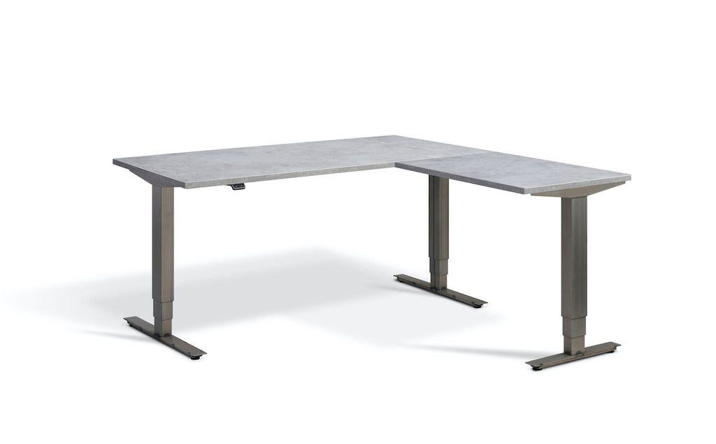 Lavoro Advance Corner Triple Motor Sit-Stand Desk - Raw Steel Frame Accessories Lavoro Light Concrete 1600x1600 Raw Steel