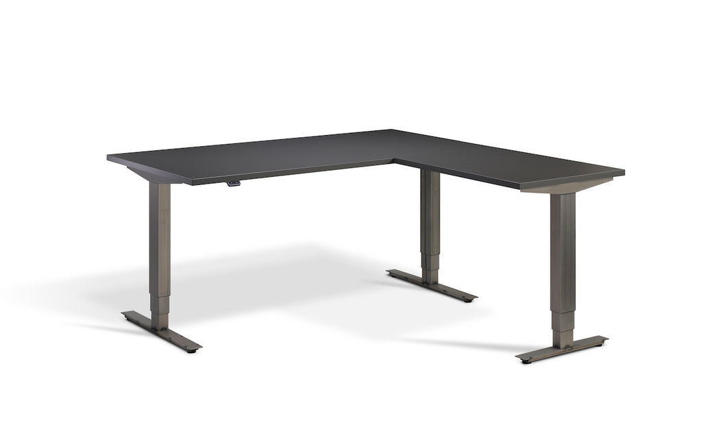 Lavoro Advance Corner Triple Motor Sit-Stand Desk - Raw Steel Frame Accessories Lavoro Graphite 1600x1600 Raw Steel