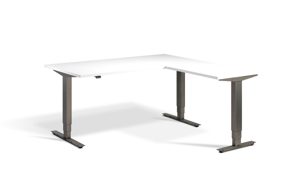 Lavoro Advance Corner Triple Motor Sit-Stand Desk - Raw Steel Frame Accessories Lavoro White 1600x1600 Raw Steel