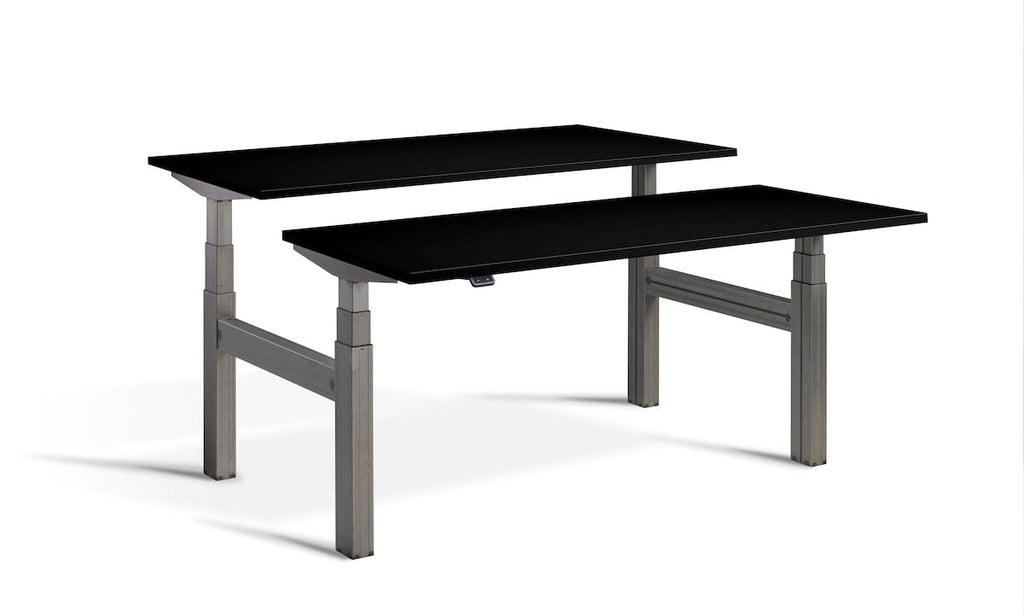 Lavoro Duo - Four Motor Back to Back Sit-Stand Desk - 800 Deep - Raw Steel Frame Accessories Lavoro Black 1200x800 Raw Steel