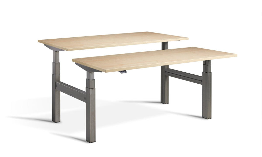 Lavoro Duo - Four Motor Back to Back Sit-Stand Desk - 800 Deep - Raw Steel Frame Accessories Lavoro Maple 1200x800 Raw Steel