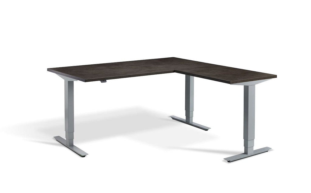 Lavoro Advance Corner Triple Motor Sit-Stand Desk - Silver Frame Accessories Lavoro Dark Concrete 1600x1600 Silver