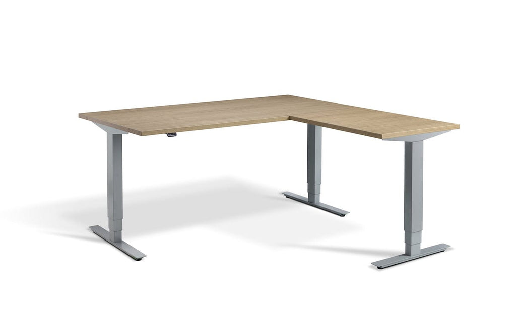 Lavoro Advance Corner Triple Motor Sit-Stand Desk - Silver Frame Accessories Lavoro Natural Oak 1600x1600 Silver