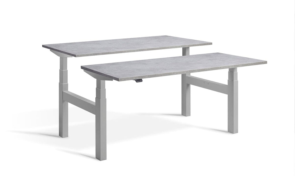 Lavoro Duo - Four Motor Back to Back Sit-Stand Desk - 800 Deep - Silver Frame Accessories Lavoro Light Concrete 1200x800 Silver