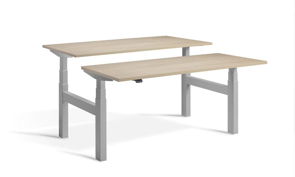 Lavoro Duo - Four Motor Back to Back Sit-Stand Desk - 800 Deep - Silver Frame Accessories Lavoro Natural Oak 1200x800 Silver