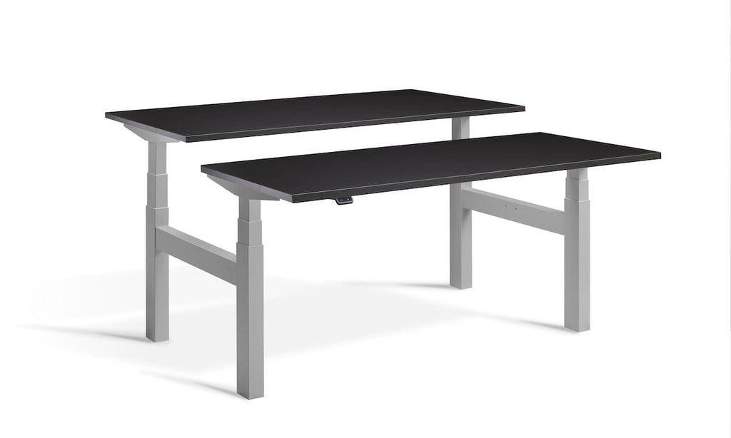 Lavoro Duo - Four Motor Back to Back Sit-Stand Desk - 800 Deep - Silver Frame Accessories Lavoro Soft Black 1200x800 Silver