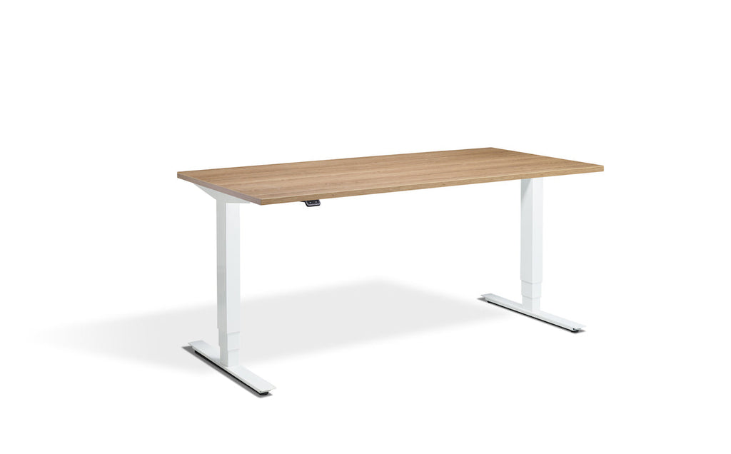 Lavoro Advance Dual Motor Sit-Stand Desk - 800mm Deep Desktops - White Frame Accessories Lavoro Brown Oak 1200x800 White