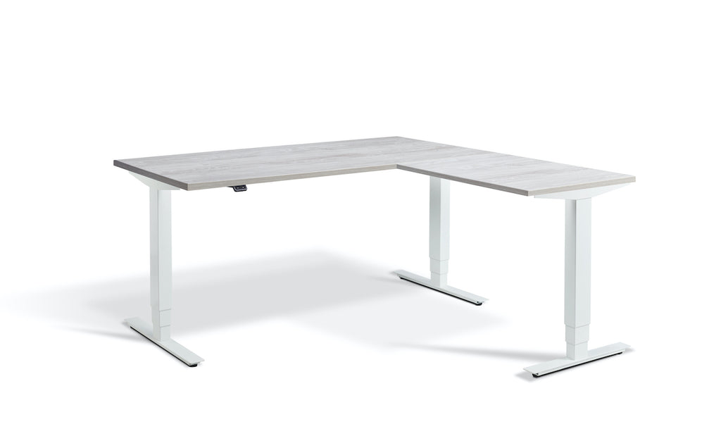 Lavoro Advance Corner Triple Motor Sit-Stand Desk - White Frame - e-furniture