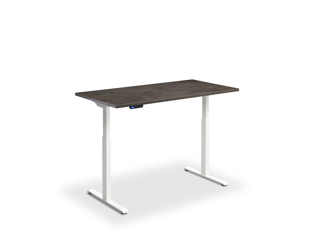 Lavoro Rusa Dual Motor Sit-Stand Desk - 600mm Deep Desktops - White Frame Accessories Lavoro Dark Concrete 1000x600 White