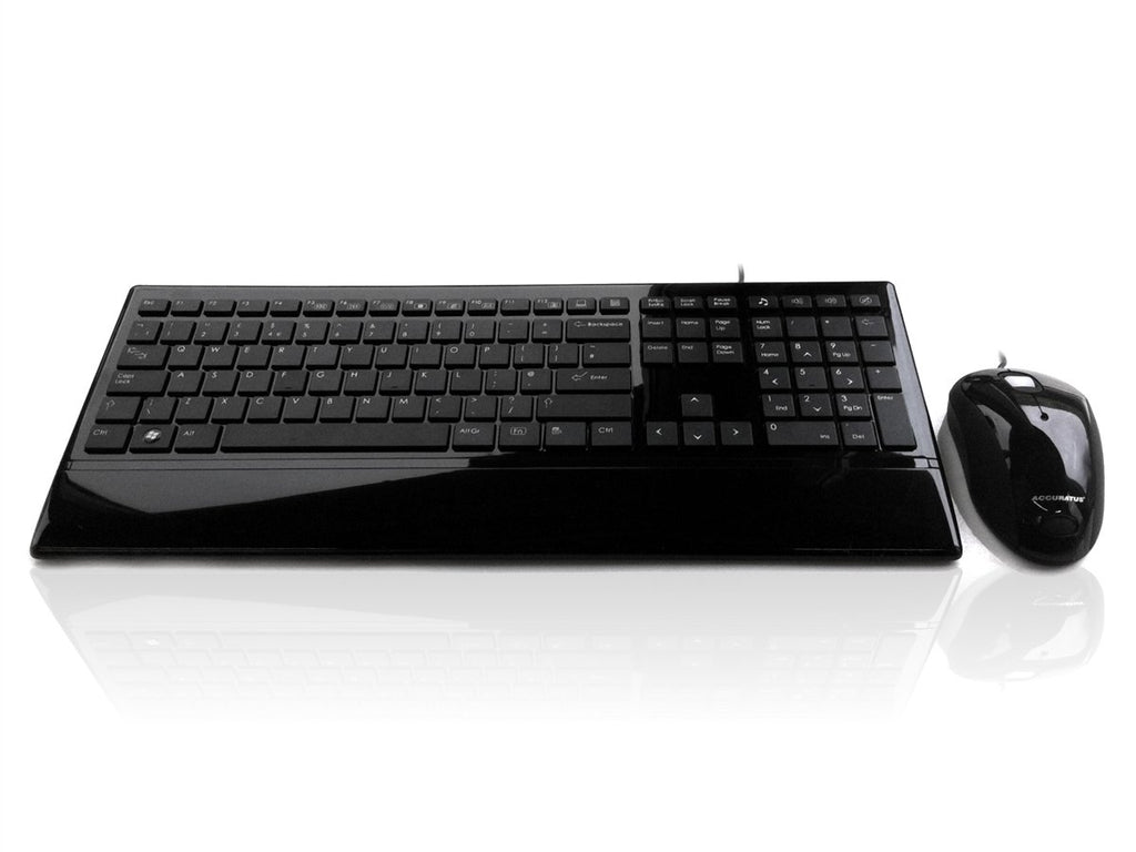 Accuratus Image Set - USB Slim Full Size Keyboard & Mouse with Glossy Finish Accessories Accuratus Black with Black Keys  