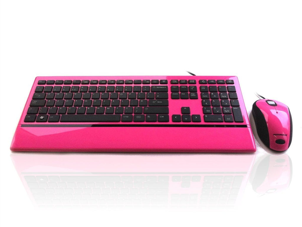 Accuratus Image Set - USB Slim Full Size Keyboard & Mouse with Glossy Finish Accessories Accuratus Pink  