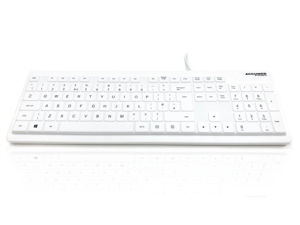 Accuratus AccuMed Value - USB 105 Key Sealed Washable IP68 Medical / Clinical Keyboard Accessories Accuratus White  