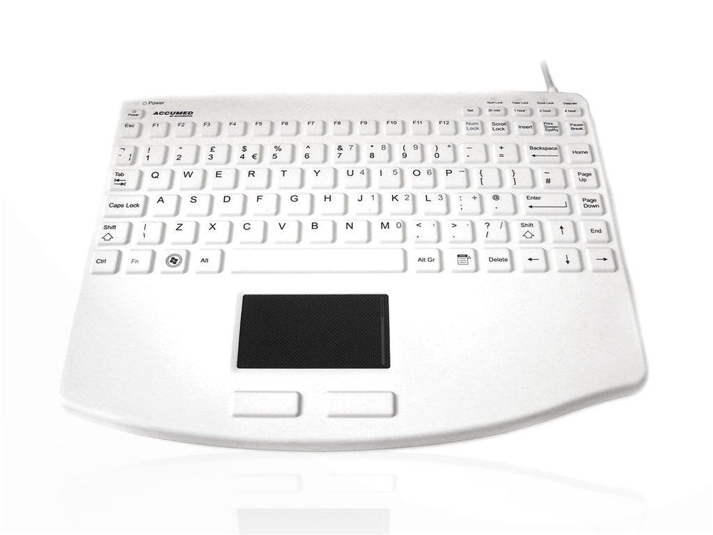 Accuratus AccuMed 540 V2 VESA - USB Mini Sealed IP67 Antibacterial Clinical / Medical Keyboard with Large Touchpad & VESA Mounting Accessories Accuratus White  