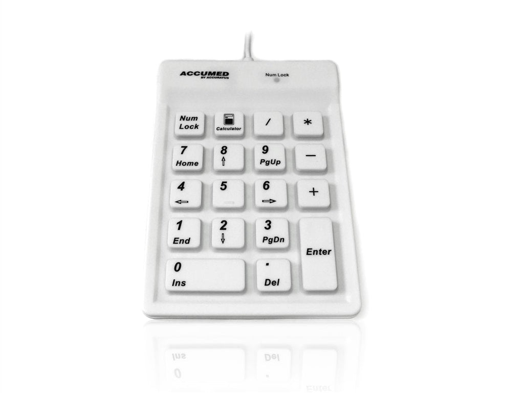 Accuratus AccuMed 100 - USB Sealed IP67 Antibacterial Clinical / Medical Keypad Accessories Accuratus White  