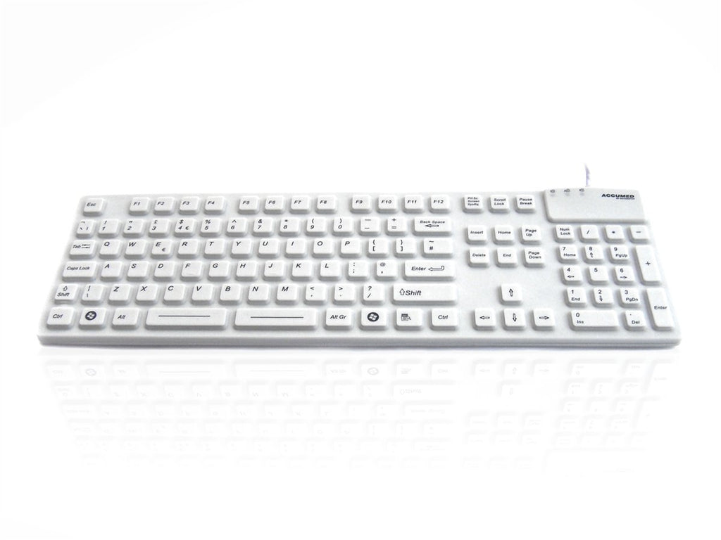 Accuratus AccuMed 105 - USB & PS/2 105 Key Sealed IP67 Antibacterial Clinical / Medical Keyboard Accessories Accuratus White  