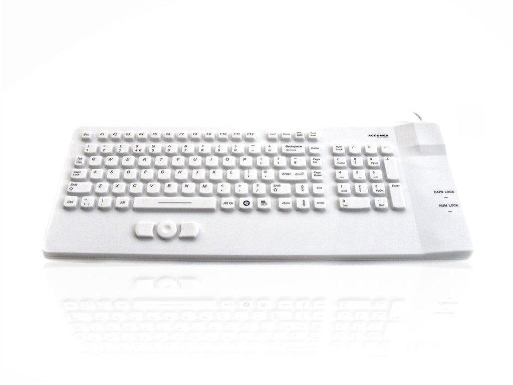 Accuratus AccuMed Compact - USB Compact Layout Sealed IP67 Antibacterial Clinical / Medical Keyboard with Mousepad Accessories Accuratus White  