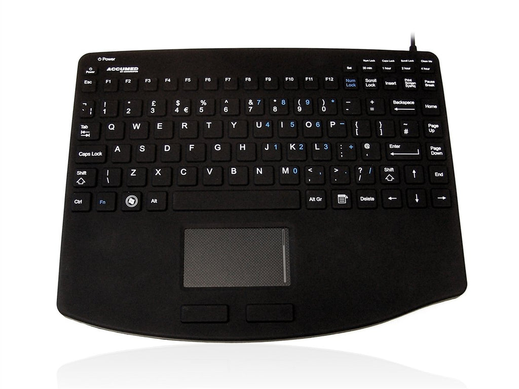 Accuratus AccuMed 540 V2 - USB Mini Sealed IP67 Antibacterial Clinical / Medical Keyboard with Large Touchpad Accessories Accuratus Black  